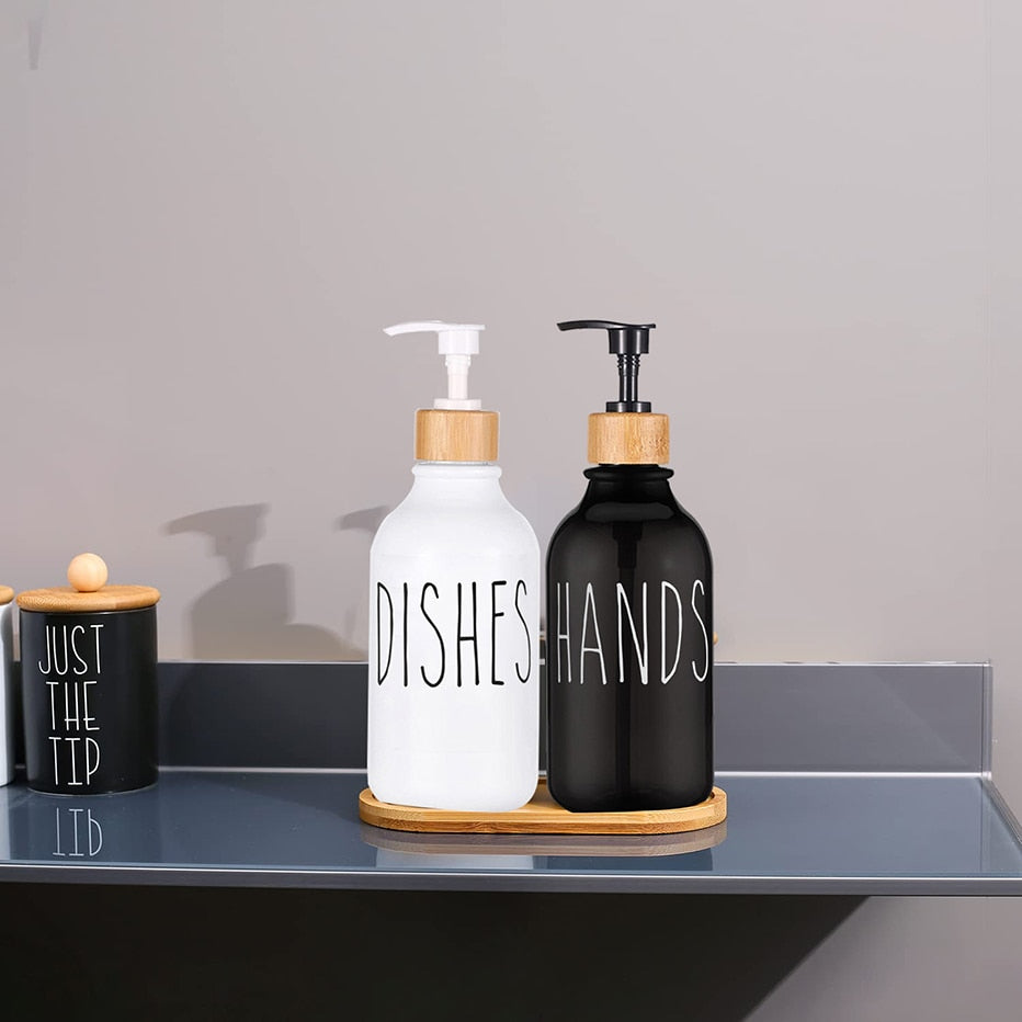 Dish Soap Bottle with Bamboo Pump